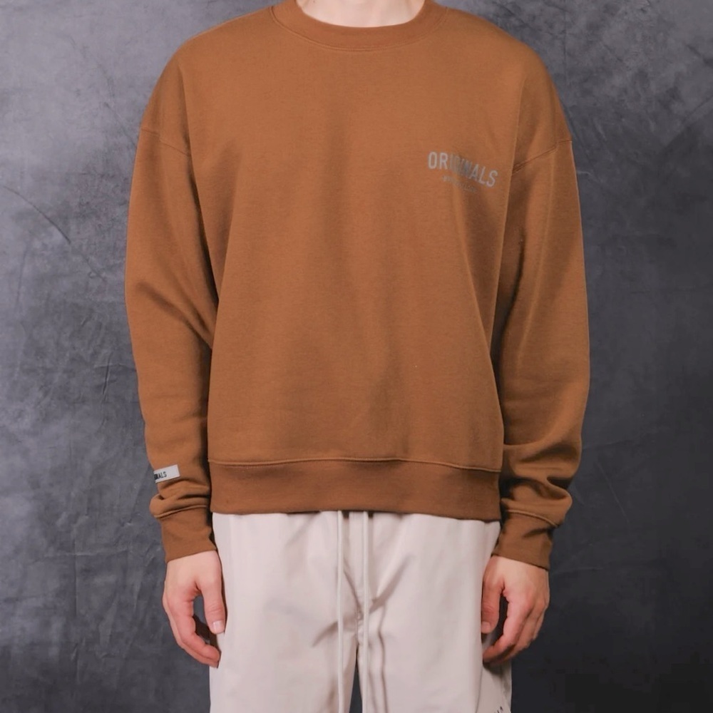 ORIGINALS Oversized Fleece Brown Crew Neck Sweatshirt